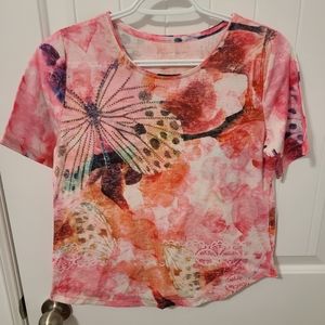 🌟4/$15 Allison Daley Pink Butterfly T-Shirt Size Small Petite